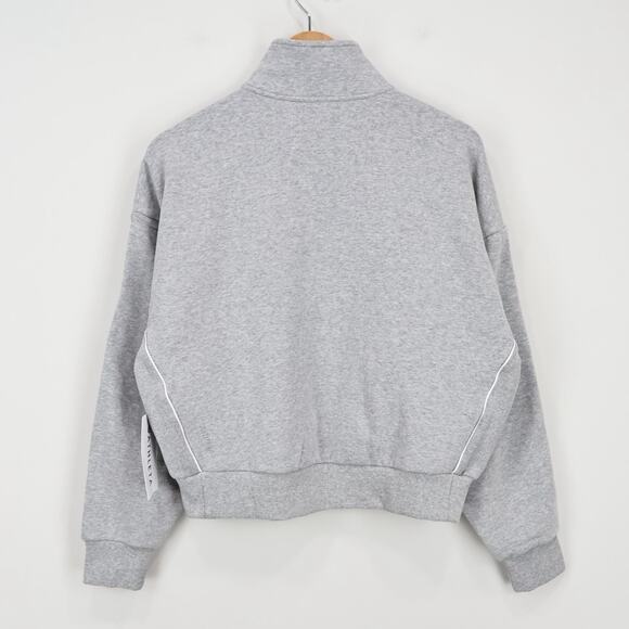 NWT Athleta Forever Fleece 1/2 Zip High Hip Crop Piping Sweatshirt Grey Medium - Picture 5 of 12